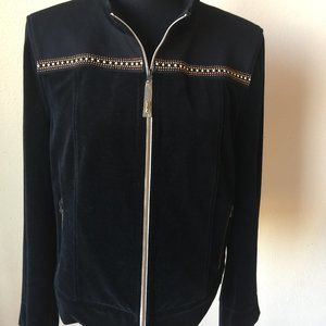 St. John Sport Beaded Zip-up Velvet Jacket